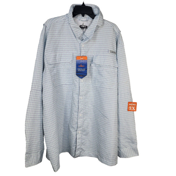 Habit Mens Shirt 3XL Long Sleeve Herring Lake River Blue Check Vented Fishing 40 - Picture 1 of 15